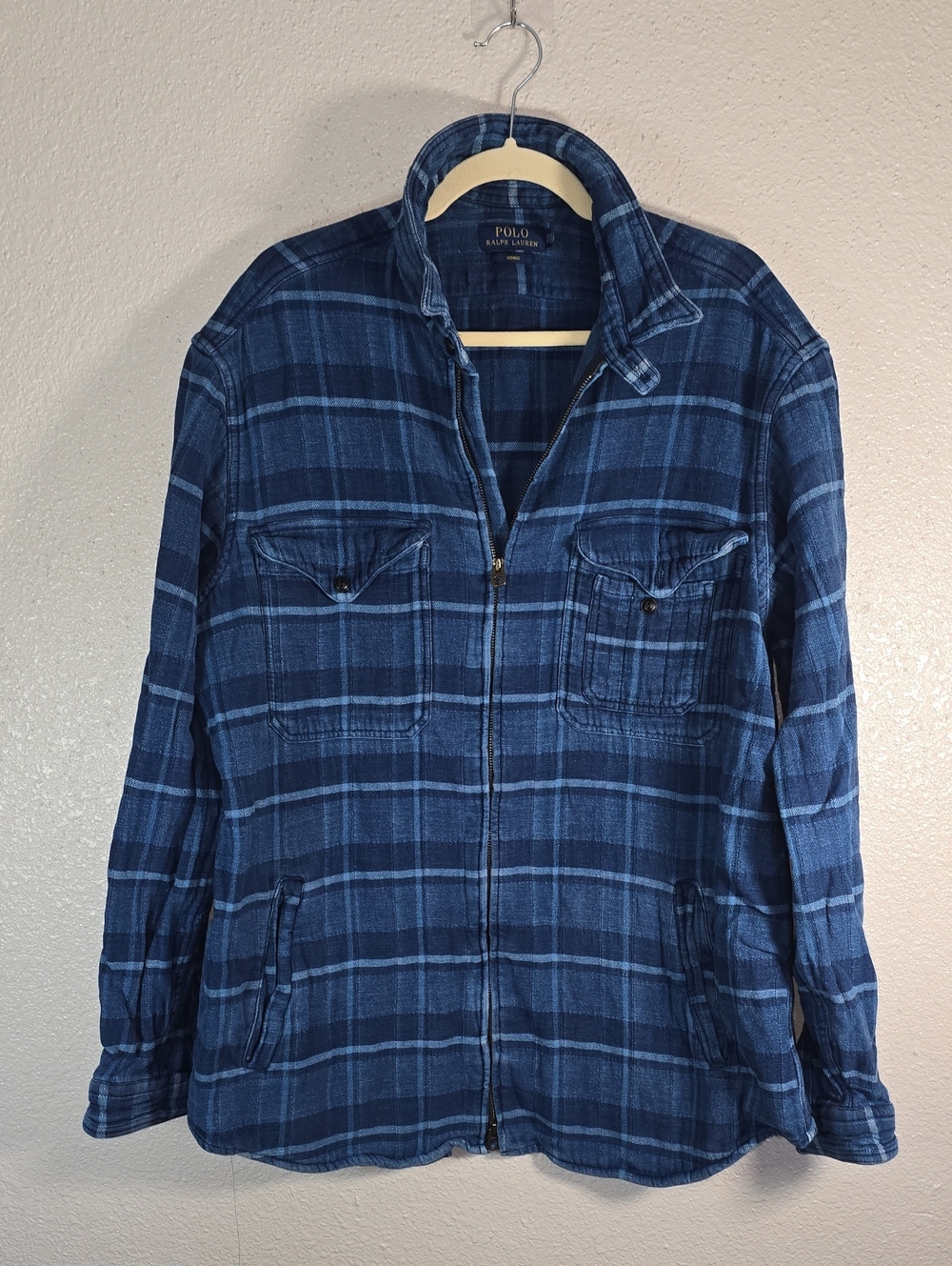 Polo by Ralph Lauren Navy & Light Blue Plaid Zip Shirt-Jacket
